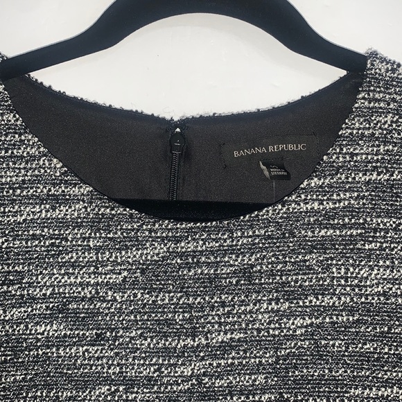 Banana Republic Women’s Black SS Sz 10 Boucle Tweed Textured Midi Dress Knit - Picture 6 of 12